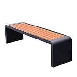 NRNQMTFZ Gartenbank Metall,Außenterrassenbank,150cm,Parkbank zum Relaxen,Holzbank,ohne Rückenlehne,wetterfest,pflegeleicht,für Terrasse, Park,Balkon(150cm/59in)