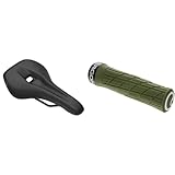 Ergon – SMC Sport Gel Fahrradsattel | MTB Comfort | Männer | Medium/Large | Stealth Schwarz & GE1 Evo Fahrradgriff | MTB, Enduro, Trail | Regular | Deep Moss