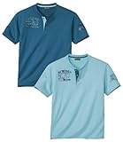 ATLAS FOR MEN 2er Pack Herren T-Shirt mit beknöpftem V-Ausschnitt aus Baumwolle – Sommer Tshirt für Männer mit exklusivem Druck - In großen Größen erhältlich