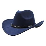 QINZITAO Fedoras Panama-Hut, einzigartig, ethnisches Band, breite Krempe, für Damen, Herren, Foto-Requisiten, Western für Männer, Frauen, Unisex, Kopfbedeckung
