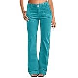 Hosen Damen Baggy Freizeithose Schlaghose Gerades Bein Jeans-Hose Flared Pants Jeanshose Denimhose Sommerhose Leicht Sommerjeans Schlagjeans Knopfleiste Hose mit Taschen Jogginghose