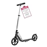 HUDORA BigWheel Pure Scooter I Stabiler Aluminium-Roller mit Ständer I Höhenverstellbarer & zusammenklappbarer Cityroller für bis zu 100kg I Tretroller für Jugendliche und Erwachsene schwarz
