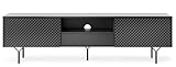 MINIO - TV-Schrank Ravenna, 180 cm Breite Sideboard, Stehend Lowboard für Wohnzimmer, Modern Fernsehschrank, Metallfüße, Living Room Möbel - Schwarz/Graphit