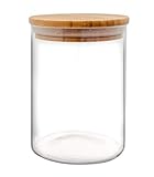 NERTHUS FIH 781-Glas mit Bambusdeckel, 700 ml, Borosilikatglas, Transparent