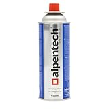 Alpentech Camping Butan 250g 450ml Gaskartuschen Gasflasche für Gaskocher Campingkocher Bunsenbrenner Lötbrenner 400ml