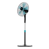 Cecotec EnergySilence 510 Standventilator. 40 W, 5 Flügel mit 40 cm Durchmesser, oszillierend, 3 Geschwindigkeiten, einstellbare Höhe 115-135 cm, Kupfermotor, schwarzes Design (Schwarz | 110-130 cm)