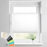 HOMEDEMO Plissee Klemmfix ohne Bohren Jalousien, Weiß, 35x100cm(BxH), Plisseerollo Fensterrollo mit Klemmträger, Faltrollo Klemmrollo Sicht-und Sonnenschutz Rollos für Fenster & Tür
