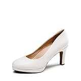 DREAM PAIRS Damen Pumps Anzugschuhe Klassische High Heels für Damen mit Plateau für Business und Arbeit SDPU2365W-E WEIß-PU Größe 38 (EUR)