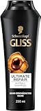 Gliss Shampoo Ultimate Repair (250 ml), Haarshampoo mit flüssigem Keratin & Perlen-Extrakt, Keratin Shampoo für stark geschädigtes und trockenes Haar