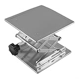 Labor-Hebebühne aus Edelstahl, höhenverstellbar von 85–280 mm, manueller Wagenheber, 200 x 200 mm, Hubtisch für Physik, Chemie, Biologie, Experimente, kompaktes Design