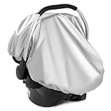 Zamboo Kindersitz Hitzeschutz | Autositz Abdeckung gegen Sonnenwärme, Universal für Babyschalen, Reboarder und Sitze Gruppe 0/1/2/3, mit integrierter Aufbewahrungstasche - Silber