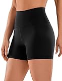 CRZ YOGA Damen Kurze Yoga Leggings High Waist Blickdicht Fithess Shorts Radlerhose Sporthose - Naked Feeling - 10cm Schwarz 38