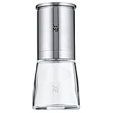 WMF De Luxe Salz und Pfeffermühle 14 cm, unbefüllt, Salzmühle, Pfeffermühle Keramikmahlwerk, Cromargan Edelstahl, Glasbehälter, Grinder, Mühle für Salz, Pfeffer, Gewürze