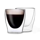 Espressotassen Glas 2x80ml, Doppelwandige Gläser Latte Macchiato, Doppelwandige Kaffeegläser, Teegläser, Cappuccino Gläser, Eiskaffee Gläser Thermogläser doppelwandig, Latte Macchiato Gläser Set