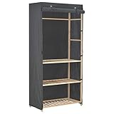 ZEYUAN 3-stufiger Kleiderschrank, Schrank, Stoffschrank, Faltschrank, Kleiderschränke, Garderobenschrank, Stoffkleiderschrank, Grau 79 x 40 x 170 cm Stoff