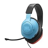 JBL Quantum 100N, kabelgebundenes Over-Ear-Gaming-Headset mit abnehmbarem Mikrofon, JBL QuantumSOUND Signature, Memory Foam, Multi-Plattform-Kompatibilität und Windows Sonic Spatial Sound, Blau/Rot