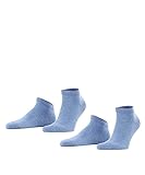 FALKE Herren Sneakersocken Happy Double Pack M Sn Baumwolle kurz einfarbig 2 Paar, Blau Light Denim 6660, 43-46