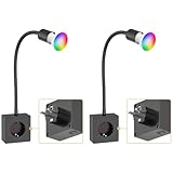 ledscom.de 2 Stück Steckdosenlampe LESCH Leselampe, chrom/schwarz inkl. Smart Home GU10 LED Lampe 5,5W, 473lm