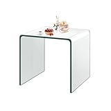 LIFEZEAL Beistelltisch Glas, Couchtisch mit n-Form, Seitlicher Glastisch Modern, Wohnzimmertisch Transparent für Wohnzimmer Büro Hotel, Max. 30 kg, 45 x 45 x 41 cm
