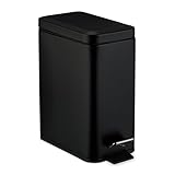 Relaxdays Mülleimer Bad, 5 l, Absenkautomatik, entnehmbarer Inneneimer, matter Edelstahl, Treteimer mit Deckel, schwarz