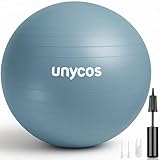 unycos - Gymnastikball 65 cm Sitzball Trainingsball für Yoga, Fitness, Medizinball, Balance Ball, Core Training Strength, Pilates-Ball | Inkl. Pumpe, BPA-Frei, Anti-Burst (Hellblau mit Logo)