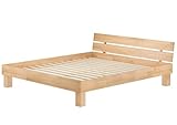 Erst-Holz Massivholzbett 200x200 Buche Familienbett Doppelbett wählbares Zubehör V-60.80-20, Ausstattung:Rollrost inkl.