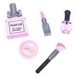 EUYKQNOI Barbi Möbel Set, 5-teiliges Barbi Lippenstift, Make-up-Serie & Schminkzubehör,Miniatur Puppenhaus Accessoires für Mädchen, Realistisches 1:12 Spielzeug, Luxus-Deko für Kinderzimmer