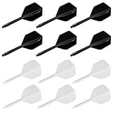 NHPY 12 Stück Dart Flights Mit Schäfte Stabil, Flights Darts, 75Mm Kunststoff Standard Dart Zubehör Für Darts Dartpfeil Spiel,Dartflights, Darts Zubehör(Schwarz, Weiß)