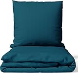 Leonado Vicenti Satin Bettwäsche 135x200 cm Petrol | 100% Baumwolle Damast | 4-Jahreszeiten Set mit Kissenbezug 80x80 cm | Premium Qualität | Weich & Hautfreundlich | Mit Reißverschluss