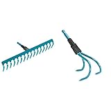 Gardena combisystem-Rechen: Breite Harke mit 16 Zinken, ideales Gartenzubehör zum Rechen & combisystem-Grubber: Hacke mit 3 Zinken, ideales Gartenzubehör zum Lockern und Lüften des Bodens, 9 cm