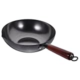 TOPBATHY Handgeschmiedeter Eisentopf Großer Wok Chinesischer Wok Wok Für Zuhause Gasherd Wok Eisen Wok Kochgeschirr Zubehör Wok Mit Holzgriff Wok Für Die Küche Wok Für Zuhause