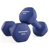 SONGMICS Hanteln, 2er Set, 2 x 4 kg, Hantelset, Kurzhanteln, Hexagon, Neopren-Beschichtung, Krafttraining, Workout, Fitnesstraining, für Zuhause, hafenblau SYL908Q01