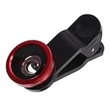 Holibanna 2 Sätze Smartphone Kameraobjektiv mit Fischaugenlinse Weitwinkel Makroobjektiv Universeller Clip Kompatibel mit Meisten Handys Rot schwarz