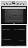 Sharp Einbauherd Set Backofen mit SCHOTT CERAN® Glaskeramik Kochfeld autark Heißluft Umluft Pizzastufe Grill Teleskopauszug versenkbare Knebel