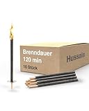 Hussala Diamond Wachsfackeln [10 Stück / 120 min] mit Holzstab und Tropschutz, Garten Fackeln aus Diamond-Wachs