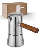 LAMBDA COFFEE® VESUV Espressokocher aus Edelstahl I Induktion geeignet I Outdoor und Indoor Mokkakanne (200ml - 3-4 Tassen) | Espresso Maker | Kaffeekanne I Espressokocher Induktion