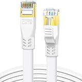 DDMALL Lan Kabel CAT8 5m, Hochgeschwindigkeit Ethernet Kabel 40Gbps 2000MHz Flaches Netzwerkkabel, Gigabit Patchkabel mit Vergoldetem RJ45-Stecker für Router, Modem, Gaming (5 Meter/Weiß)