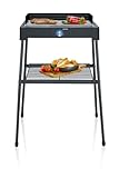 SEVERIN Standgrill mit Edelstahl-Grillrost und Standuntergestell und Ablagerost, Elektrogrill mit schnellem Grill-Start, Balkon Grill ohne Verbrennungsgefahr, Schwarz, PG 8566