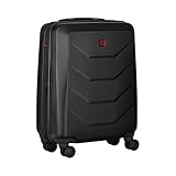 WENGER Prymo Carry-On Hartschalenkoffer, Handgepäck, Trolley, 36 (43) l, Sicherheitsschloss, Damen Herren, Reisen Urlaub, Schwarz, 612536