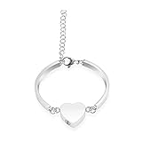 GMLRTOSPT Verstellbarer Armreif aus 316L Edelstahl, Urnenarmband, Feuerbestattungsschmuck, Gedenkschmuck, geheimer Vorrat, kostenlose Gravur auf Herz, Silber