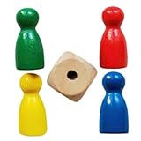 Spielstein aus Holz – 1,6 cm großes Brettspielfiguren- und Würfelset, kompakte, mehrfarbige Spielsteine, glatte Oberfläche | Lustige Ersatzkomponenten für Familientreffen, Bildungsaktivitäten, Reisen,