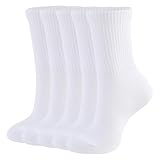 CLOSEMATE 5 Paar Tennissocken Damen Laufsocken Strümpfe Sportsocken Wadenstrümpfe Atmungsaktive Baumwollsocken Gekämmte Baumwolle Damensocken Crew Socks Weiß Größe M 39-42