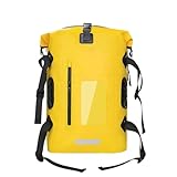 IKFGTJRE Wasserfester Packsack Wasserdichter Trockensack aus PVC, 30 l großer wasserdichter Wanderrucksack mit Kapazität, wasserdichte Tasche for Tauchen, Schwimmen und Nass-Trocken-Trennung(Yellow)