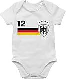 Baby Body Junge Mädchen - 2024 Fussball EM Fanartikel - 12. Mann Deutschland Mannschaft WM - 3/6 Monate - Weiß - europameisterschaft deutsche strampler fussball-wm deutsches babybody fu ball