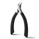 FVION Nagelzange Gerade Klinge für Eingewachsene Fußnägel und Fingernäge, Edelstahl und Scharfe Spitze Eckenzange Fußpflege, Nagelschere für Starke Fußnägel (Schwarz)