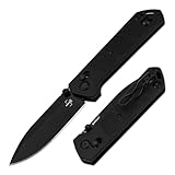 BÖKER PLUS® Kihon DC All Black - Taschenmesser mit D2 Droppoint Klinge schwarz - Einhand EDC Klappmesser mit Crossbar-Lock - Outdoormesser mit Daumenpin & Clip - 1 Hand Messer mit Nylon Griff schwarz