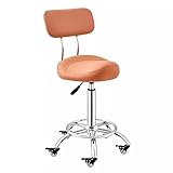 Ergonomischer Sattelhocker mit Rückenstütze und Fußstütze für Küche, Büro, Salon, Klinik, Kamelfarben, höhenverstellbar, 5070 cm