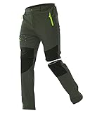 ZOEREA Wanderhose Herren Convertible Shorts Schnelltrocknend Outdoorhose Leichtgewicht Draussen Klettern Gehende Reiten Funktionshose-Grün-L