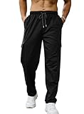 Halfword Cargo Jogginghosen Herren Trainingshose Lang Sporthose Baumwolle Baggy Sweatpants Freizeit Jogger Schwarz XXXXL