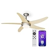 Klarstein Bolero Deckenventilator Mit Beleuchtung – Smart App & Fernbedienung, 132cm, 6 Geschwindigkeiten, Sommer & Wintermodi, Leise, Energieeffizient, E27 Fassung